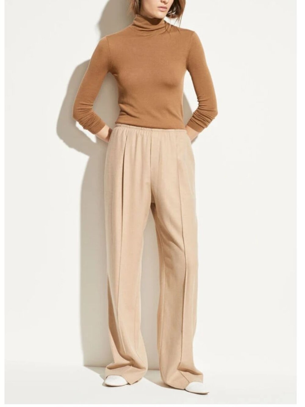 NWT VINCE Flannel Wide Leg Pull On Pants in Desert Clay Size M